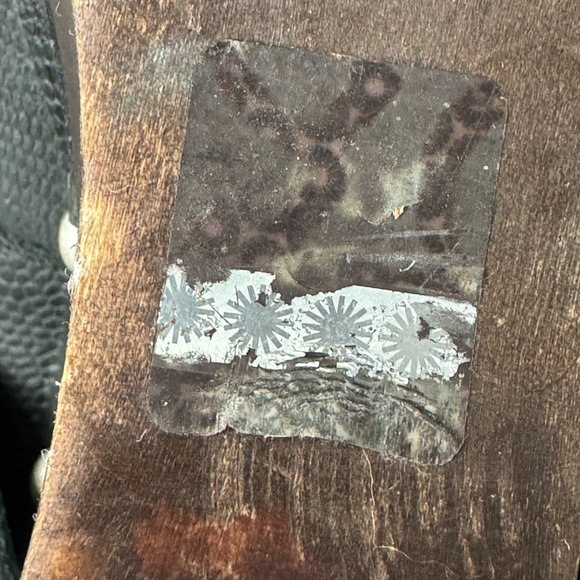 UGG Black Leather "Taryn" Wooden Wedge Mid Calf Boots, Size 7 - Picture 10 of 13